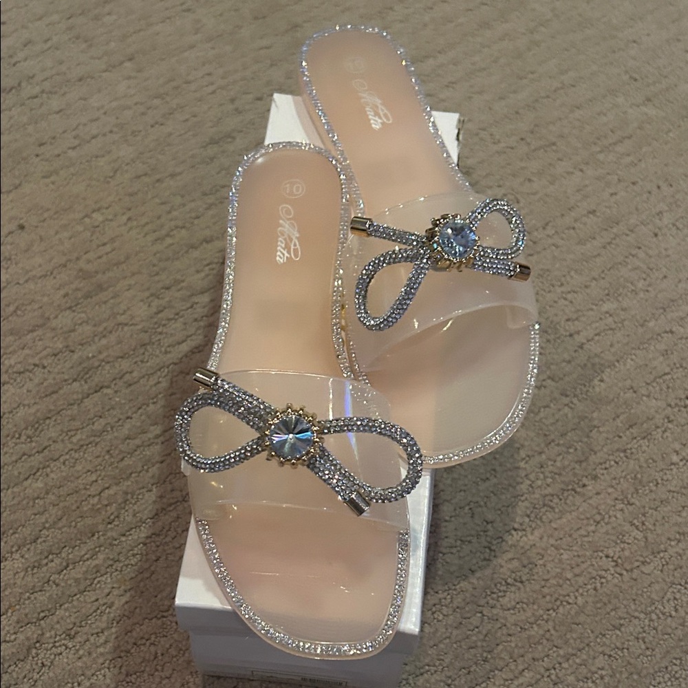 Mata Shoes Clear Sandals with Rhinestone Bow